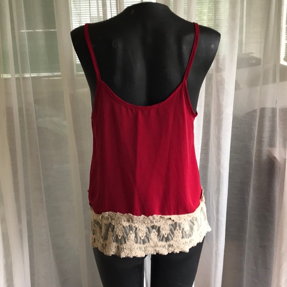 Red Camisole with lace trim - Picture 2 of 3